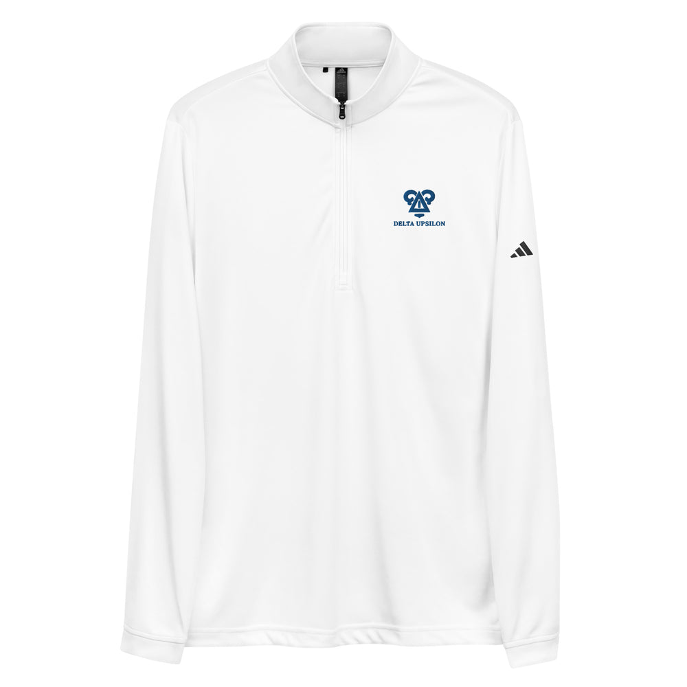 
                      
                        Delta Upsilon Adidas Quarter Zip Pullover in White
                      
                    