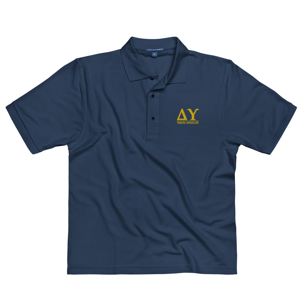 Delta Upsilon Letters Polo in Navy