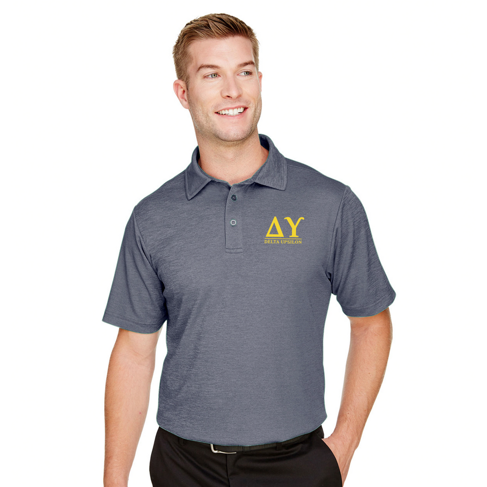 
                      
                        Delta Upsilon Letters Polo in Navy Heather
                      
                    